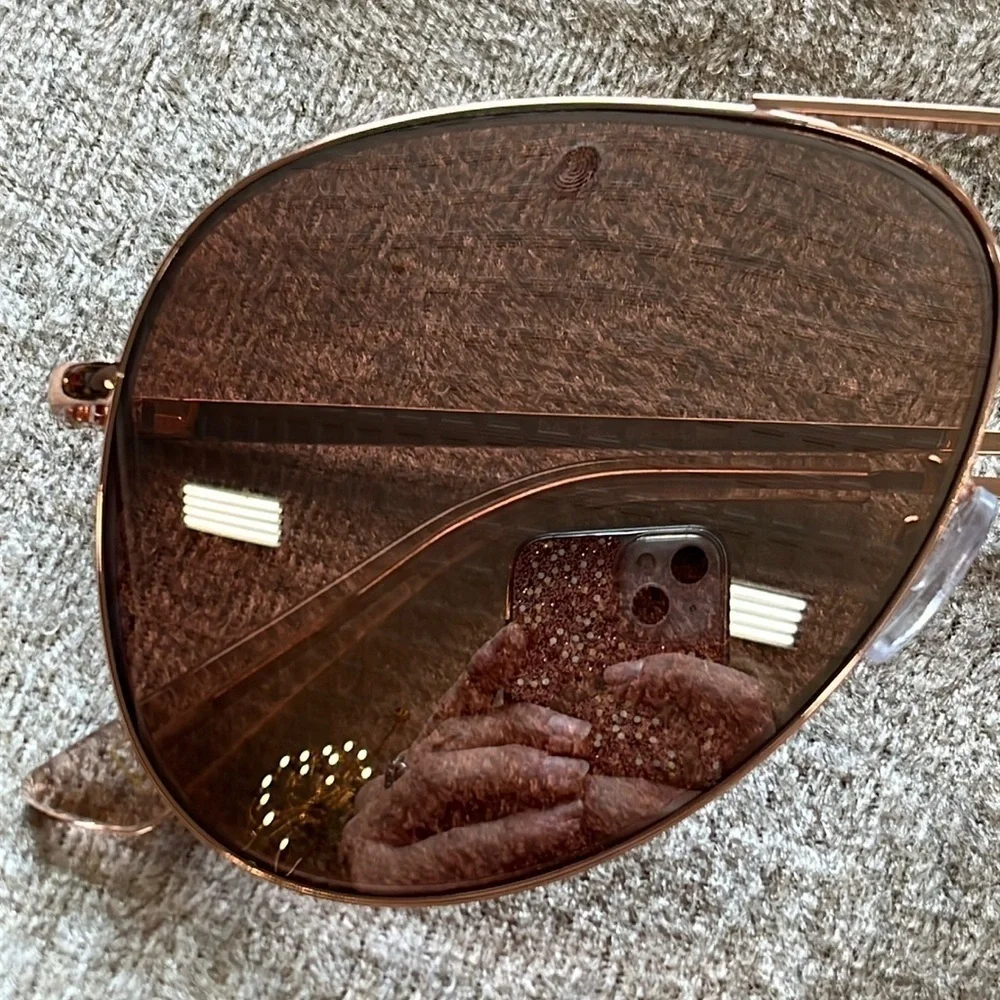 Brand New Rachel Roy Aviator Sunglasses Mirrored Rose Gold Tone Rimless